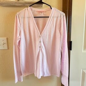 Victoria Secret Feminine Light Pink Henley top size XS Breathable Lounge